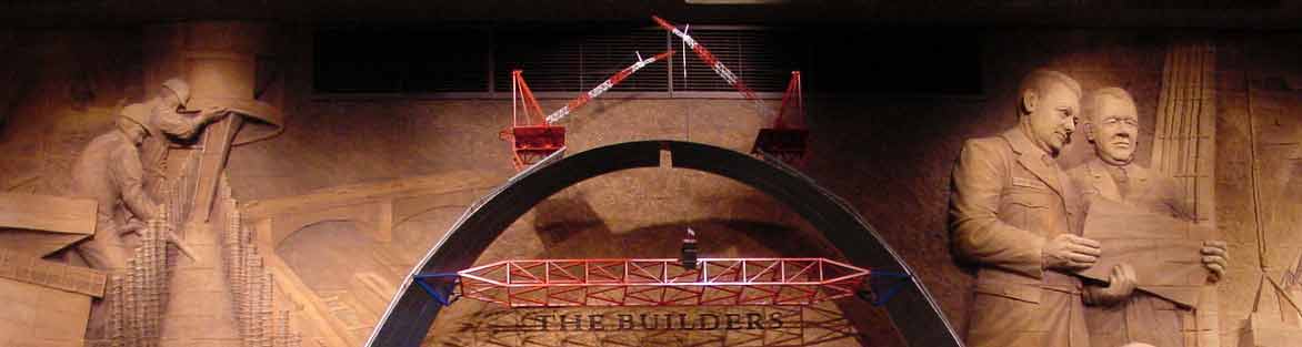 Detail of a brick mural at the Gateway Arch