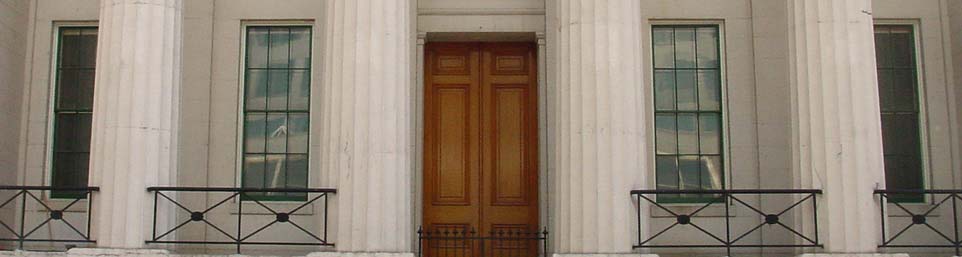 A door and some windows of the Old Courthouse
