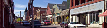 Fifth Street in downtown Calumet retains much of its appearance from the mining hey day.