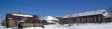 The surface facilities of the former Calumet & Hecla Copper Mining Company in winter.