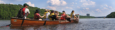 Canoeing on the Mississippi River on a sunny day.