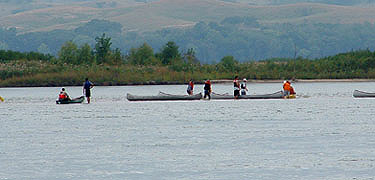 Canoeists enjoying day on river