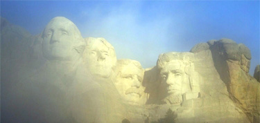 Rushmore coming out of the fog
