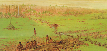 Artist George Catlin recorded the quarrying activity at the pipestone quarries in 1836