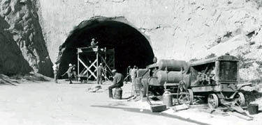 The Civilian Conservation Corps working on the summit road and tunnel one. 1939 Photo
