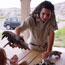 Park volunteer shows a child a Badlands fossil