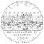 Obverse image of commemorative coin depicting children being escorted into Central High by soldiers.