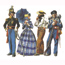 Officer and wife, infantry sergeant, sutler