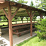 Wooden picnic shelter.