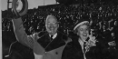 President Truman and Bess Truman at a football game. Credit: Truman Library