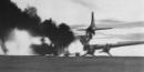 American C-54 Military Aircraft burning. Credit: Truman Library