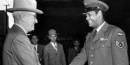 Truman shaking hands with an Air Force sergeant. Credit: Truman Library.