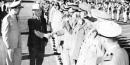 President Harry S. Truman inspects the honor guard at Hickam Field, Hawaii. Credit: Truman Library