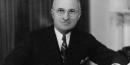 Portrait of Harry S Truman at desk. Credit: Truman Library