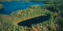 Aerial view of a deep kettle lake.