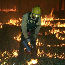 A firefighter uses a drip torch to light a prescribed fire