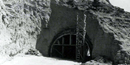 Historic photo of construction on one of the vehicular tunnels on the summit road at Scotts Bluff National Monument