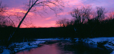 Winter Sunset on the Cuyahoga River. Photo by Tom Jones.