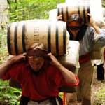 voyageur reenactors on the Grand Portage