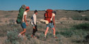 Hikers in the Badlands Wilderness Area Hikers in the Badlands Wilderness Area