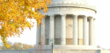 George Rogers Clark Memorial with fall tree