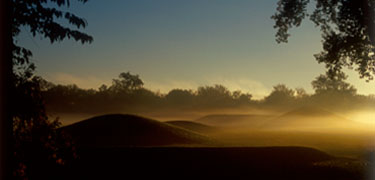 Sunrise over the mounds at Mound City Group.