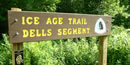 This sign designates a trailhead at the Dells of the Eau Claire Park in Marathon County. This sign designates a trailhead at the Dells of the Eau Claire Park in Marathon County.