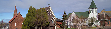 The Calumet & Hecla Company often donated or leased land for churches and other groups such as this spot known as God's Little Acre.
