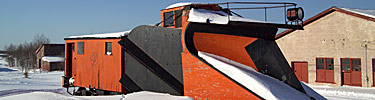 The heavy snowfalls on the Keweenaw Penisula required the use of the Russell Snow Plow to keep the railroads to mines open. NPS Photo.