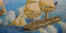Brig Niagara sails between the British line. Brig Niagara sails between the British line.