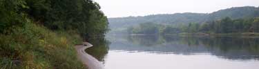 misty morning on St. Croix where it is a wide river