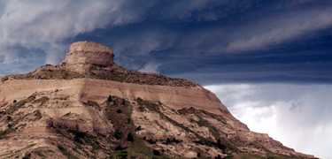 View of Sentinel Rock during a storm on June 10, 2006.  Photo by Jonathan S. Garcia.