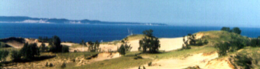 View of the Dunes and South Manitou Island from the Dune View on Pierce Stocking Drive