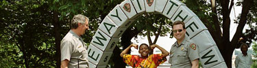 Child celebrates after putting the Arch blocks together sucessfully