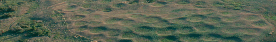 Aerial photograph of Big Hidatsa National Historic Landmark, located within Knife River Indian Villages National Historic Site. 
