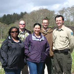 Lewis and Clark staff with staff of Lewis and Clark Interpretive Center of Ilwaco, WA