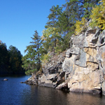 A rock outcrop on Sand Point Lake