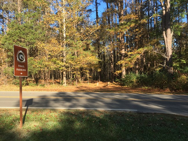 The trail entrance leading to the Tupelo only bicycle campground