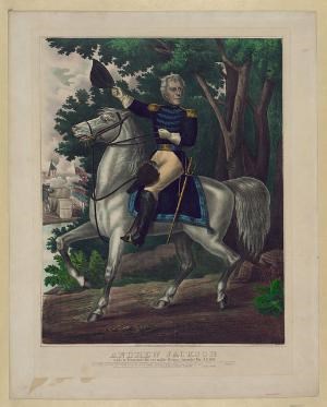 Andrew Jackson with the Tennessee Forces on the Hickory Grounds.