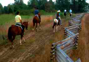 Visitors riding horses on the Natchez Trace National Scenic Trail.