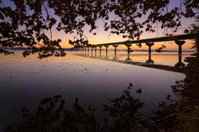 A view of the John Coffee Memorial Bridge from the Colbert Ferry Site.  Image copyright nps/marc muench. 