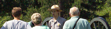 Park Ranger tells park visitors about Civil War artillery