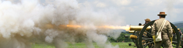 Volunteers fire artillery at the park