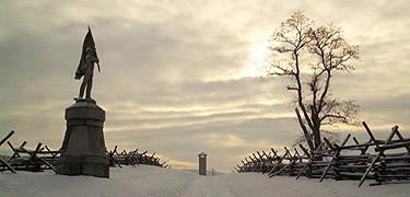 Snowy morning along Bloody Lane