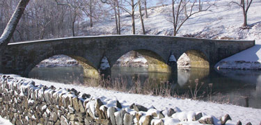 Burnside Bridge covered in snow