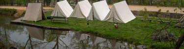 Photo of soldier tents at Lock 19 during park special event.