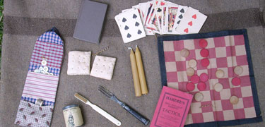 Photo of civil war soldier camp items and personal effects.