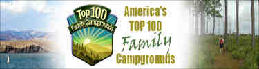 insignia that states Greenbelt campground was one of the top 100 family campgrounds