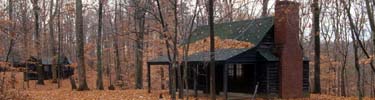 one of the park cabins in fall