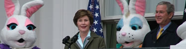Welcoming remarks from the First Lady Laura Bush accompanied by the President and two special guests. (NPS Photo by Donna Spiewak)